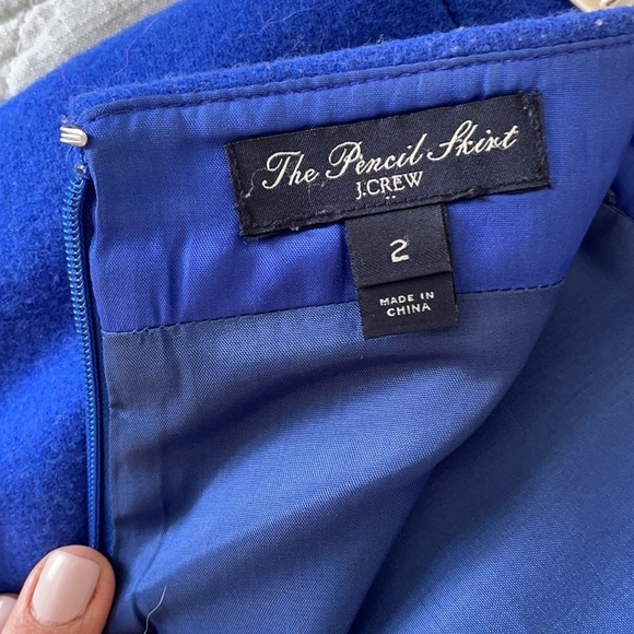 J Crew No 2 Royal Blue Wool Blend Pencil Skirt - Picture 5 of 8